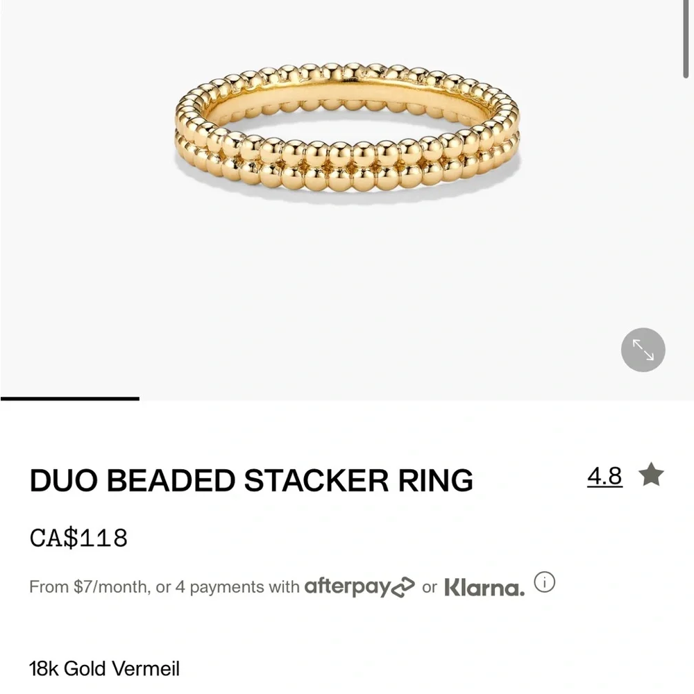 Gold Beaded Stackable Ring - Women Jewelry - Picture 3 of 8